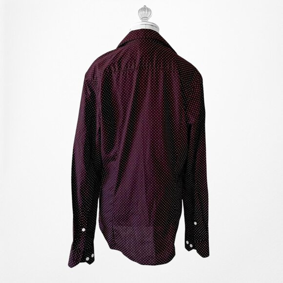H&M Burgundy Red Button Down Polka Dot Print Shirt Top Size S - Picture 5 of 6